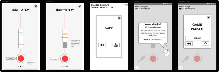 Initial red-line game concept — only 50% of users understood how to play